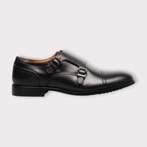 Mens Florsheim Rucci Cap Toe Double Monk Strap, Black Leather. 13416 005